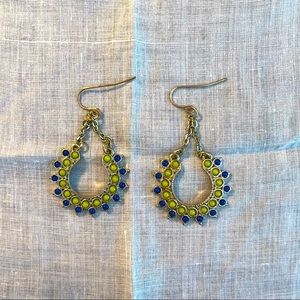 Blue and green dangle earrings